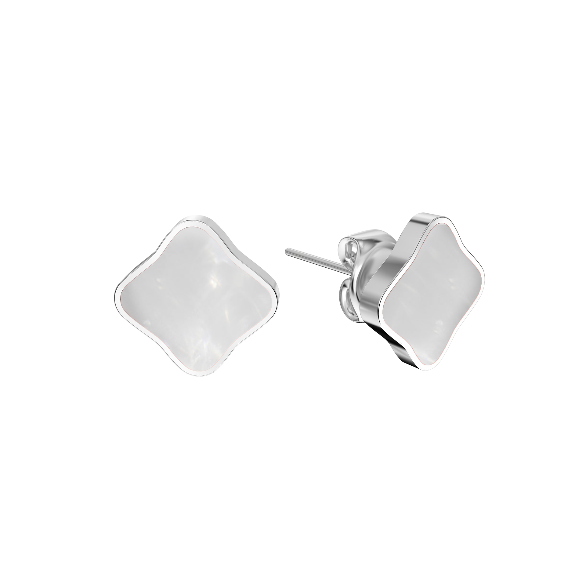 Flora Silver White Earrings