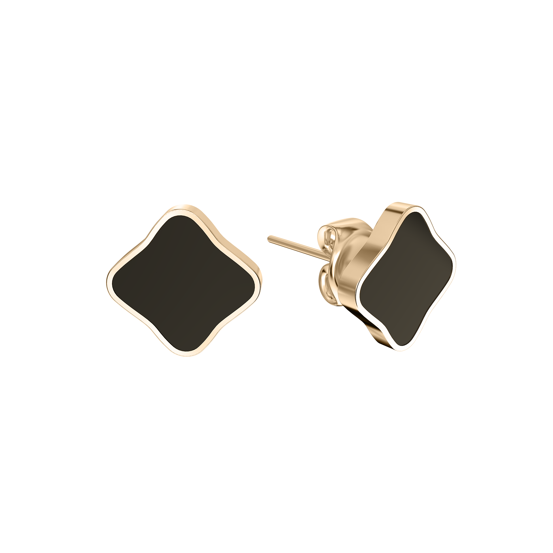 Flora Gold Black Earrings