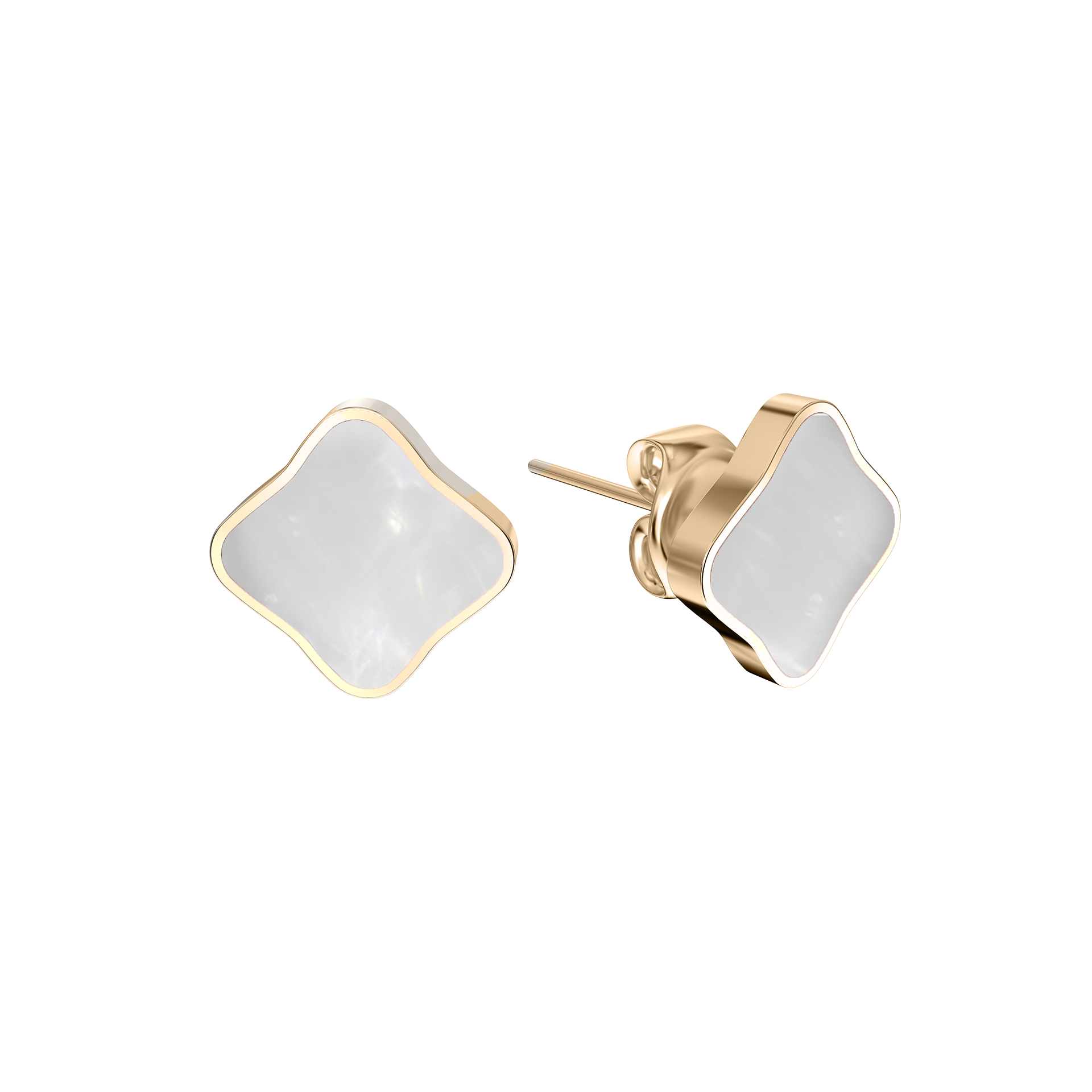 Flora Gold White Earrings